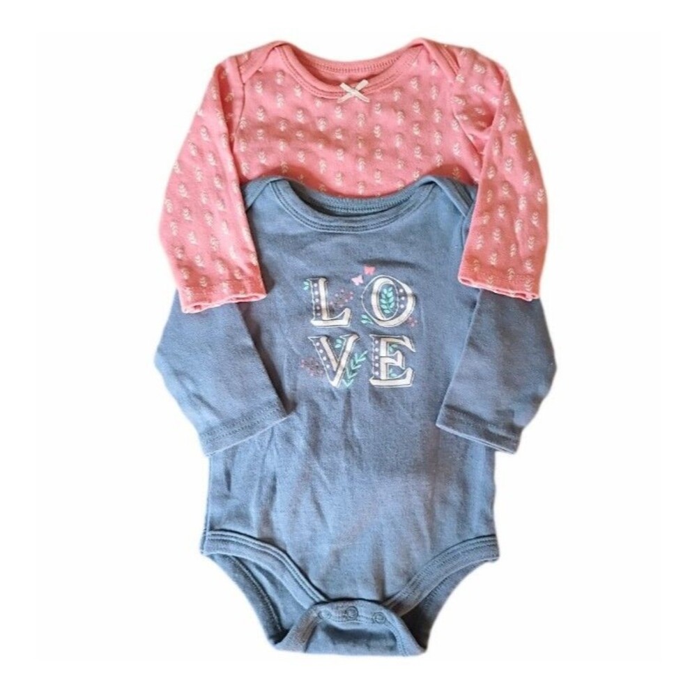 2pc HB Hudson Baby Long Sleeve Bodysuits sz 3-6M Girls